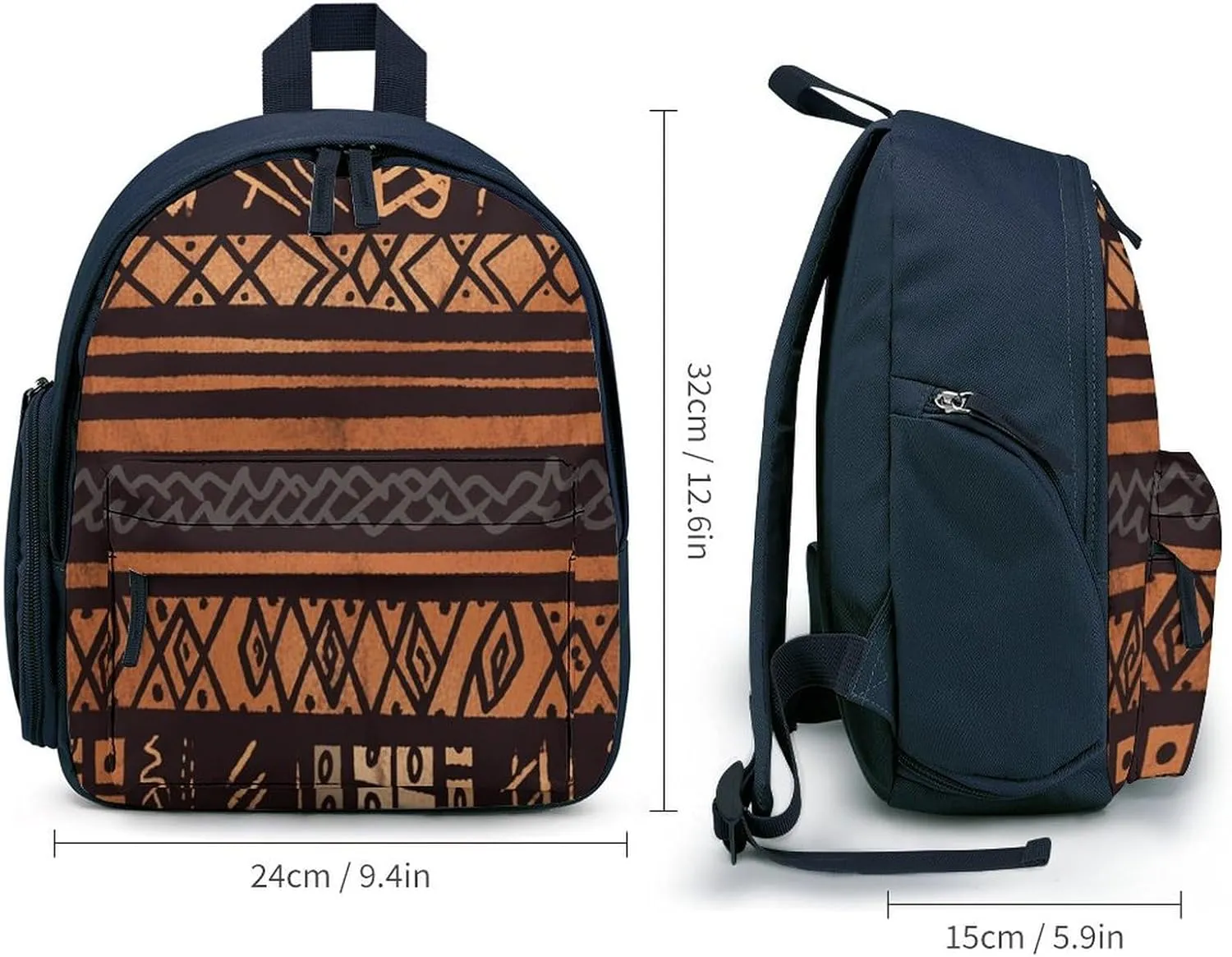 African Mud Cloth Tribal Travel Backpack Casual Bag Lightweight Hiking Backpacks for Business, Travelling, Hiking