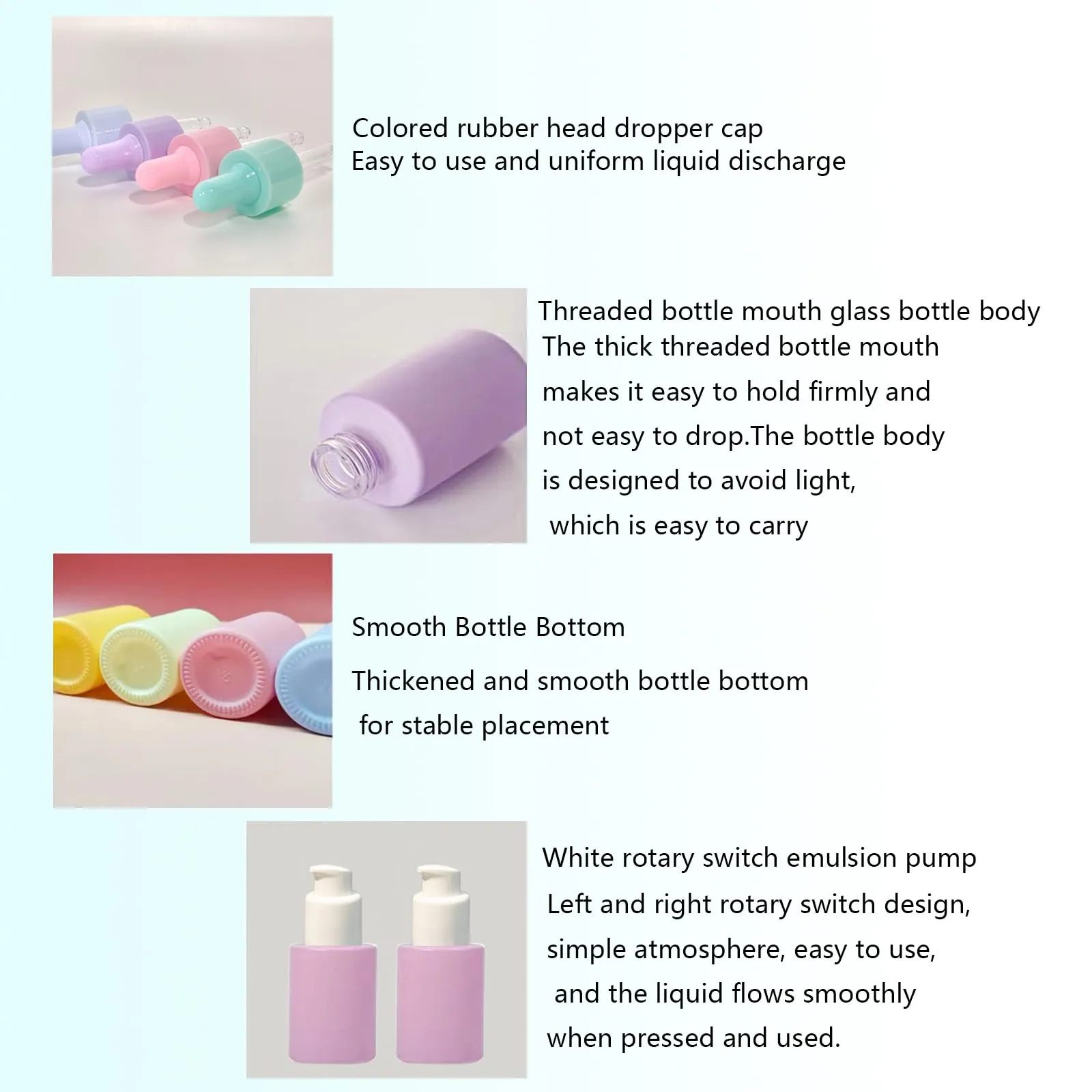 AGENIZ 4 Pack 1oz Glass Dropper Bottle,Pink Glass Dropper Bottles with 2 Funnels & 2 Lotion Pumps,30 ml Eye Dropper Bottles For Essential Oils,Serums,Lotion,Tincture Bottles (B - Pink)