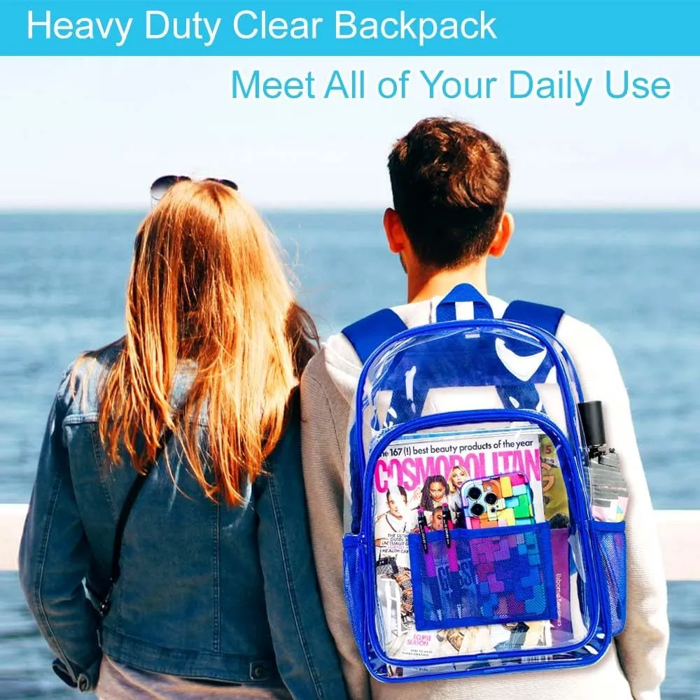 AGSDON Clear Backpack, Heavy Duty Transparent Bookbag, See Through PVC Backpacks for Women Men