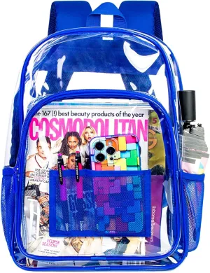 AGSDON Clear Backpack, Heavy Duty Transparent Bookbag, See Through PVC Backpacks for Women Men