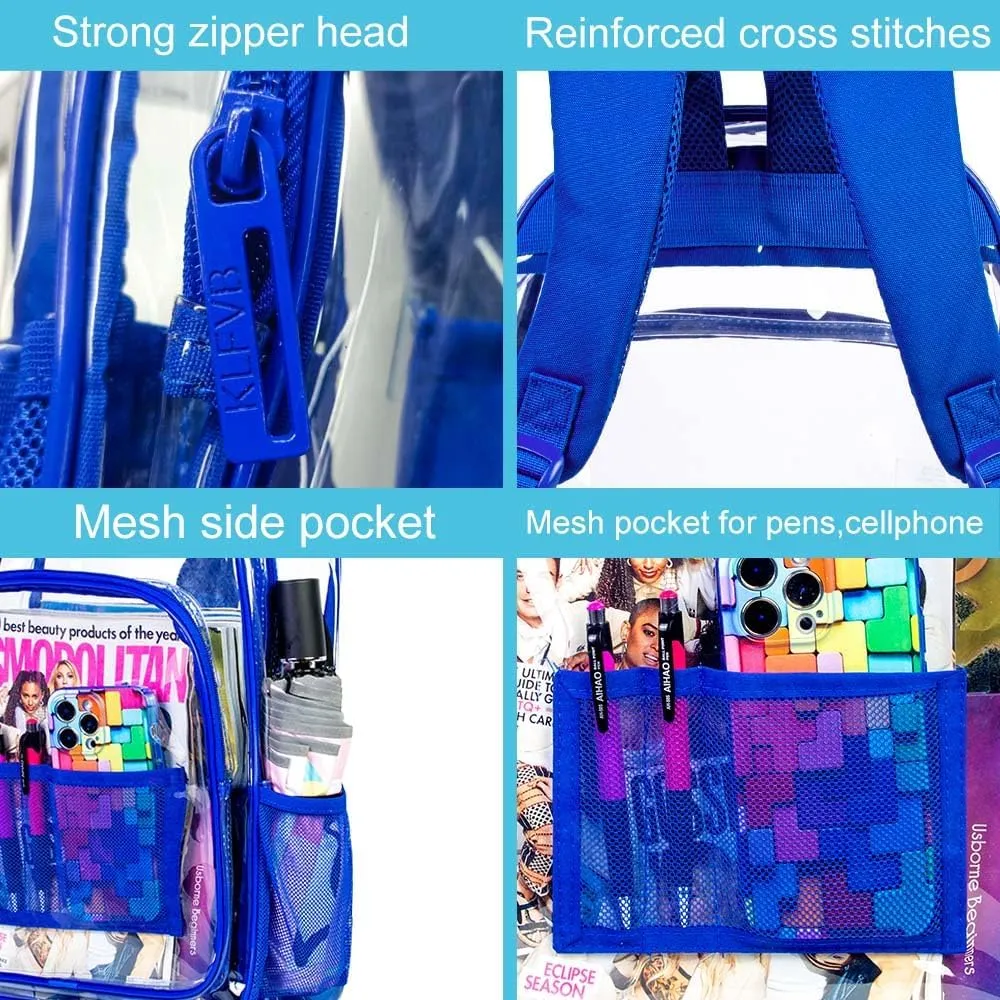 AGSDON Clear Backpack, Heavy Duty Transparent Bookbag, See Through PVC Backpacks for Women Men