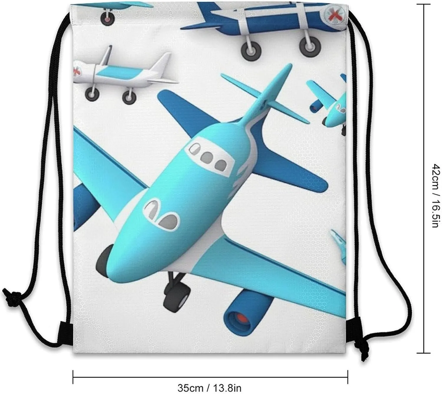 Airplane Drawstring Backpack Travel Sports Drawstring Bags Portable Storage Gym Bag for Men Women