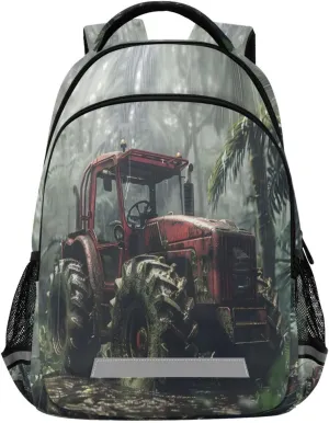 ALAZA A Red Agriculture Tractor in The Rain Backpacks Travel Laptop Daypack School Book Bag for Men Women Teens Kids