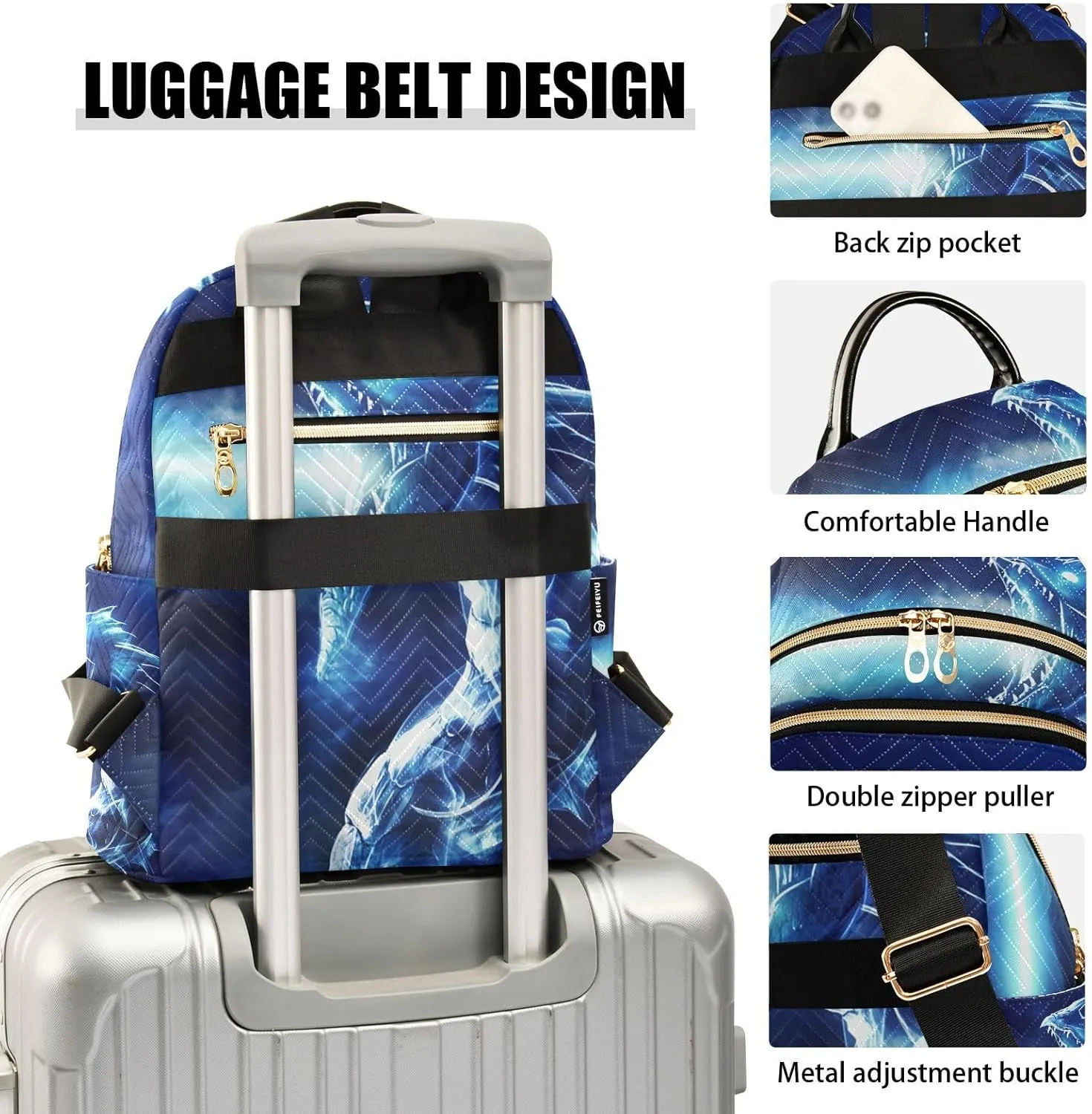 ALAZA Amine Dragon Firing Mini Backpack Purse for Women Travel Bag Fashion Daypack Back Pack Shoulder Bag