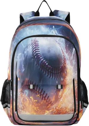 ALAZA Baseball Water Fire Collisions School Backpacks Travel Laptop Bag Kids Bookbag for Girls Boys Teens Women Men