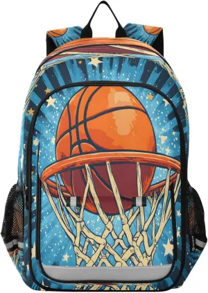 ALAZA Basketball Hoop Star School Backpacks Travel Laptop Bag Kids Bookbag for Girls Boys Teens Women Men