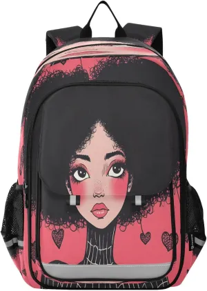 ALAZA Beautiful Woman with Black Explosive Hair School Backpacks Travel Laptop Bag Kids Bookbag for Girls Boys Teens Women Men