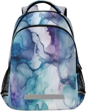 ALAZA Blue Marble Gold Fluid Backpack Girls Kids Backpacks Boys School Bookbag 3rd 4th 5th Grade Casual Daypack Laptop Shoulder Bag