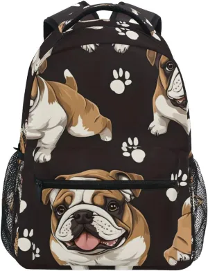 ALAZA Bulldog and Footprint Kid's Shool Backpack for Girls Boys,Laptop Travel Backpack for Elementary Middle School Bag Teenagers Bookbag with Comfy Shoulder Starp,16.9" H