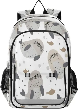 ALAZA Childish Cute Seals School Backpacks Travel Laptop Bag Kids Bookbag for Girls Boys Teens Women Men