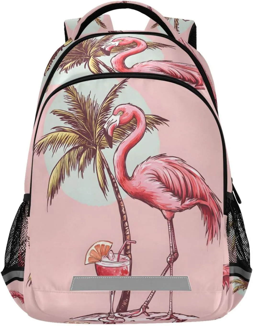 ALAZA Coconut Tree Wine Glass Flamingo Backpacks Travel Laptop Daypack School Book Bag for Men Women Teens Kids
