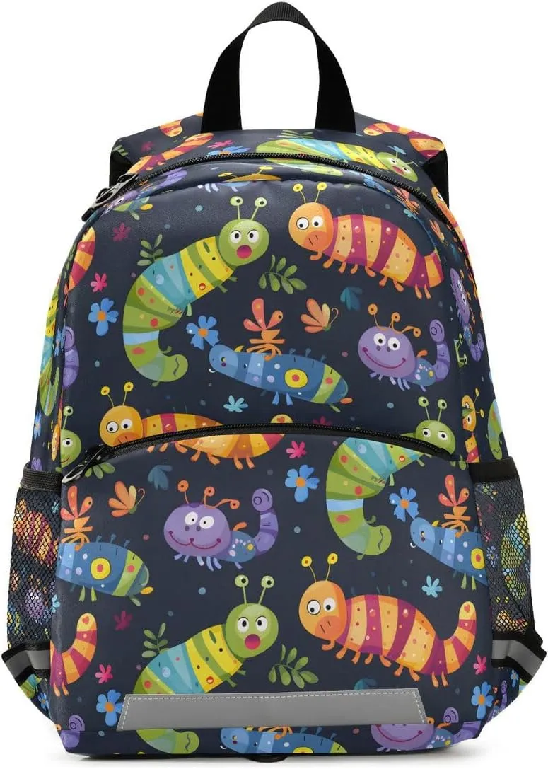 ALAZA Colored Cartoon Caterpillar Kids Backpack Elementary Toddler Bag Kindergarten Preschool Bag for Girls Boys Children