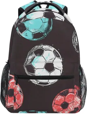 ALAZA Colorful Chalk Soccer Kid's Shool Backpack for Girls Boys,Laptop Travel Backpack for Elementary Middle School Bag Teenagers Bookbag with Comfy Shoulder Starp,16.9" H