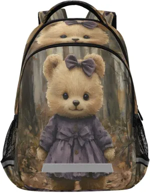 ALAZA Cute Bear Purple Backpacks Travel Laptop Daypack School Book Bag for Men Women Teens Kids