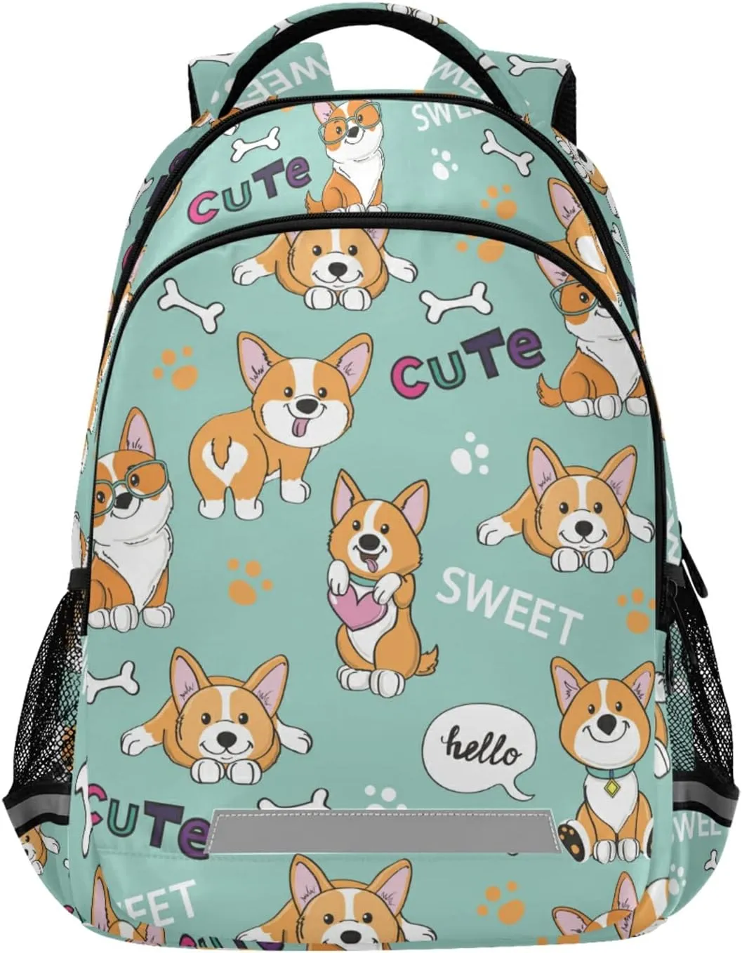 ALAZA Cute Dogs Corgi On Blue Backpacks Travel Laptop Daypack School Book Bag for Men Women Teens Kids