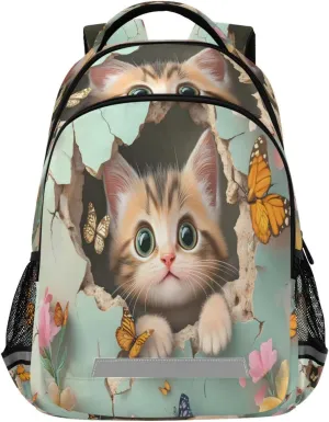 ALAZA Cute Funny Kitten Butterfly Backpacks Travel Laptop Daypack School Book Bag for Men Women Teens Kids