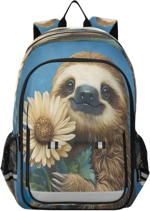 ALAZA Cute Sloth Flower School Backpacks Travel Laptop Bag Kids Bookbag for Girls Boys Teens Women Men128