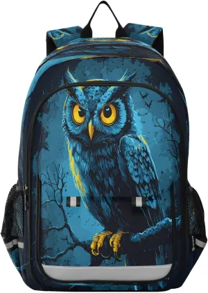 ALAZA Fierce-looking Owl School Backpacks Travel Laptop Bag Kids Bookbag for Girls Boys Teens Women Men