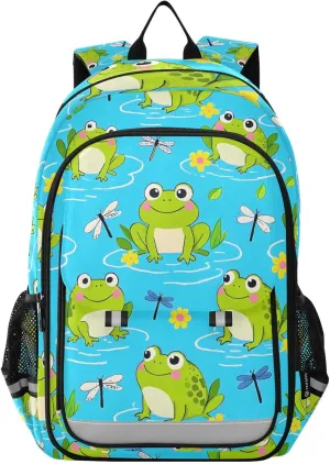 ALAZA Frog Dragonfly Leaf Laptop Backpack Purse for Women Men School Bag 17 Inch Bookbag Student Boys Girls Travel Casual Daypack