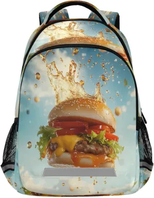 ALAZA Hamburger Backpacks for Girls Boys Kids Travel Laptop Daypack School Book Bag for Teens