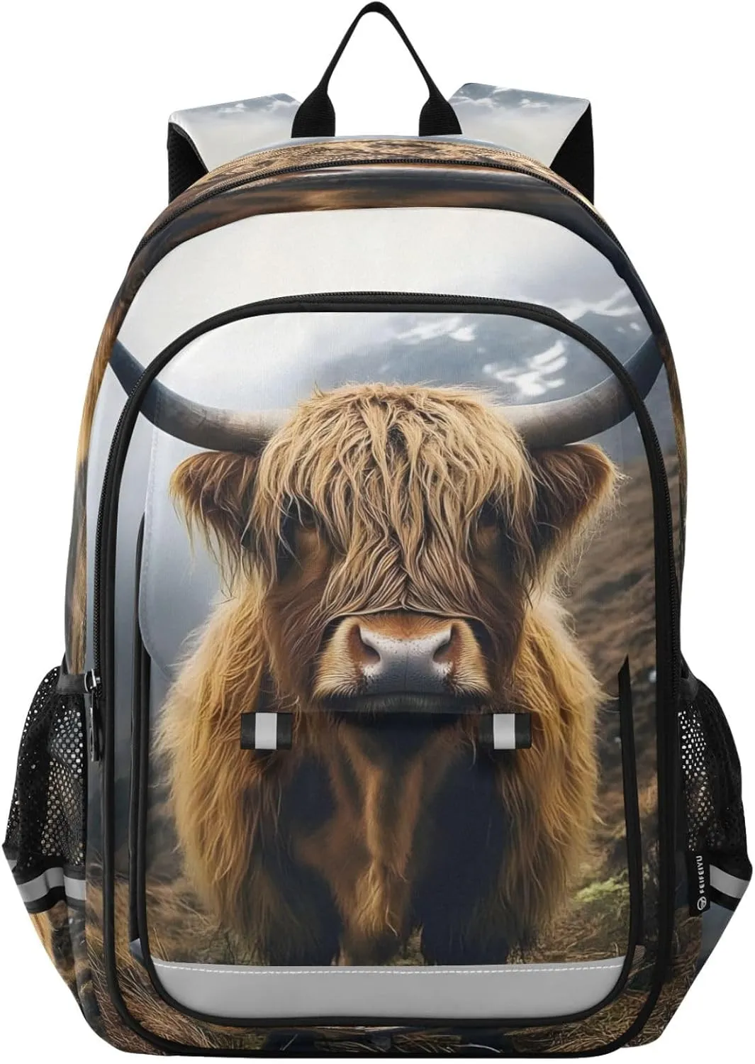 ALAZA Highland Cow Cattle Mountains Fog Laptop Backpack Purse for Women Men School Bag 17 Inch Bookbag Student Boys Girls Travel Casual Daypack