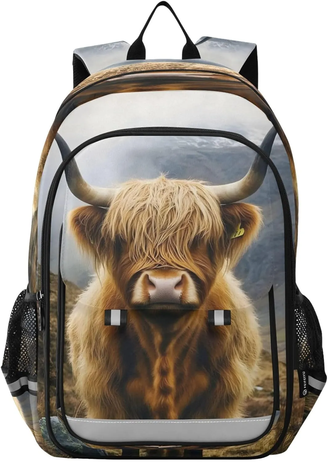 ALAZA Highland Cow Mountains Fog Cattle Laptop Backpack Purse for Women Men School Bag 17 Inch Bookbag Student Boys Girls Travel Casual Daypack