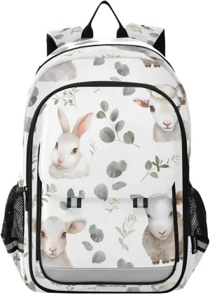 ALAZA Leaves Flowers Cow Sheep Laptop Backpack Purse for Women Men School Bag 17 Inch Bookbag Student Boys Girls Travel Casual Daypack
