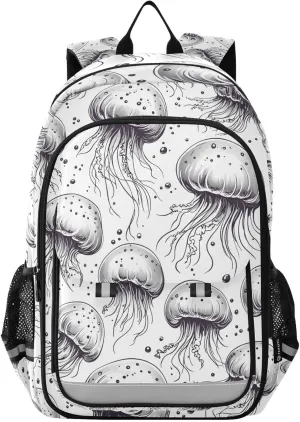 ALAZA Monochrome Jellyfish Laptop Backpack Purse for Women Men School Bag 17 Inch Bookbag Student Boys Girls Travel Casual Daypack