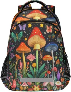 ALAZA Mushroom Butterfly Forest Backpacks for Girls Boys Kids Travel Laptop Daypack School Book Bag for Teens