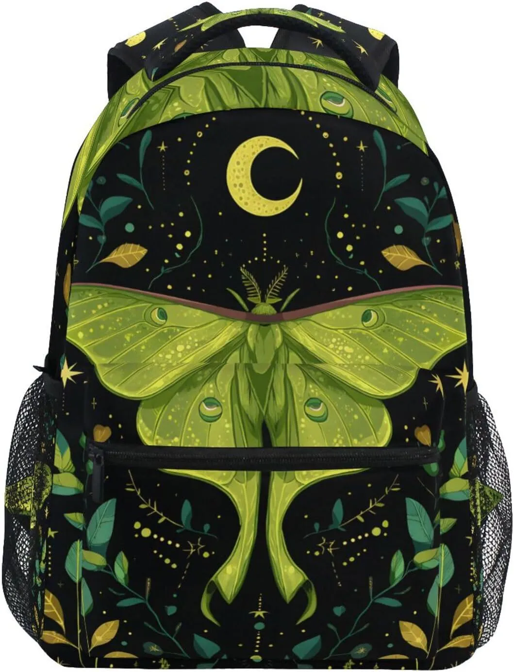 ALAZA Mystical Green Moth Kid's Shool Backpack for Girls Boys,Laptop Travel Backpack for Elementary Middle School Bag Teenagers Bookbag with Comfy Shoulder Starp,16.9" H