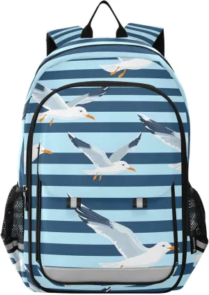 ALAZA Nautical Seagull Bird Ocean Coastal Laptop Backpack Purse for Women Men School Bag 17 Inch Bookbag Student Boys Girls Travel Casual Daypack