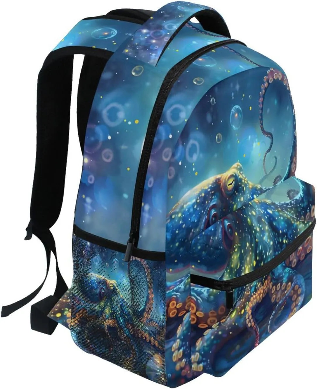 ALAZA Octopus Blue Backpacks for Boys Elementary School Bag Kids Bookbag Personalized Travel Daypack Nautical Ocean Coastal Rucksack 16in Laptop Back Pack
