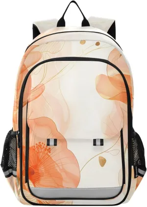 ALAZA Orange Copy Flowers Plant Leaves Laptop Backpack Purse for Women BookBags 17 inch School Bags Men Boys Girls Travel Casual Daypack