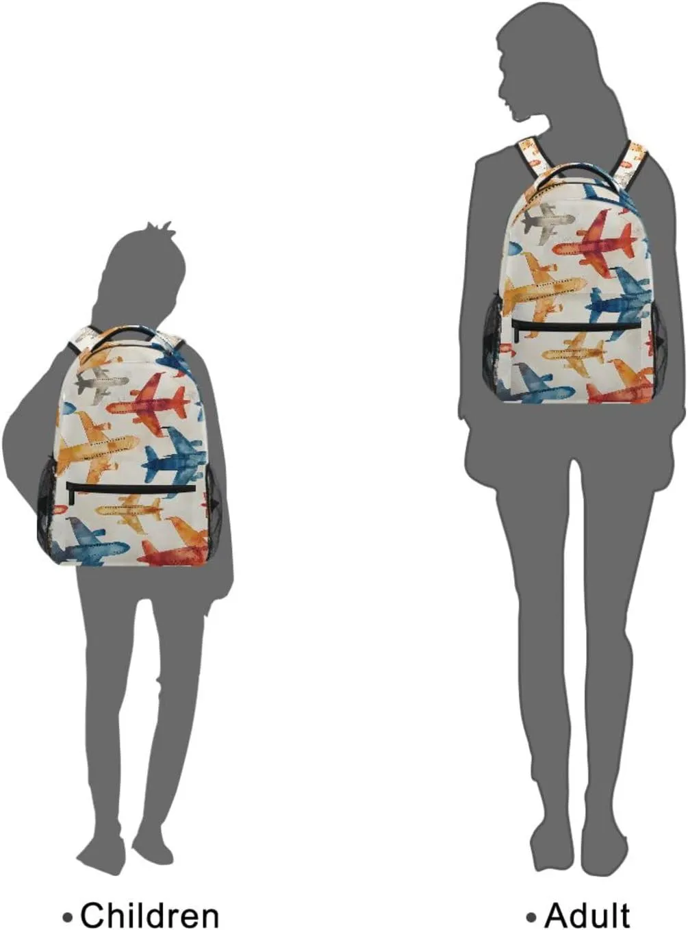 ALAZA Planes Backpacks for Boys Elementary School Bag Airplane Pattern Laptop Bookbag Kids Personalized Travel Daypack 3rd 4th 5th Grade Students Rucksack