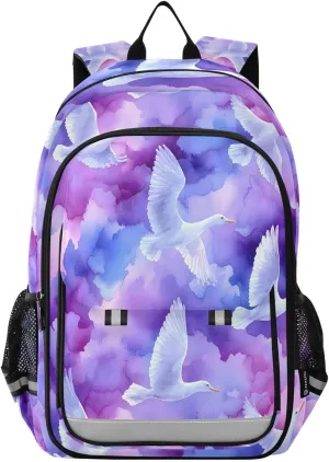 ALAZA Seagull Bird Tie Dye Laptop Backpack Purse for Women Men School Bag 17 Inch Bookbag Student Boys Girls Travel Casual Daypack