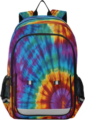 ALAZA Tie Dye Yellow Blue White Purple School Backpacks Travel Laptop Bag Kids Bookbag for Girls Boys Teens Women Men