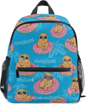 ALAZA Toddler Backpacks for Boys Girls Cute Capybara Swimming Circle Kids Backpack with Chest Clip and Name Tag,S