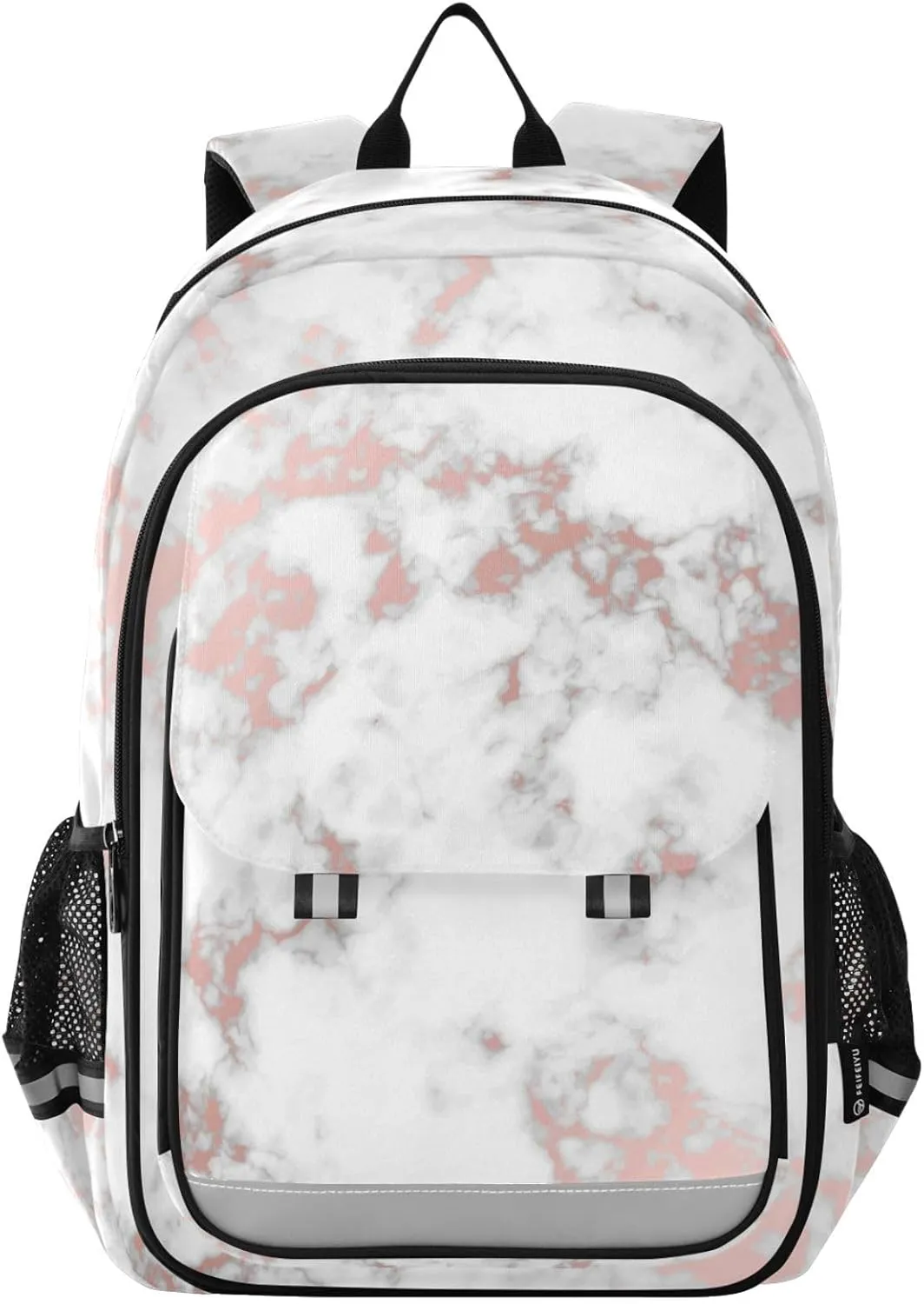 ALAZA White Marble Pink Gray Fluid Laptop Backpack Purse for Women Men School Bag 17 Inch Bookbag Student Boys Girls Travel Casual Daypack