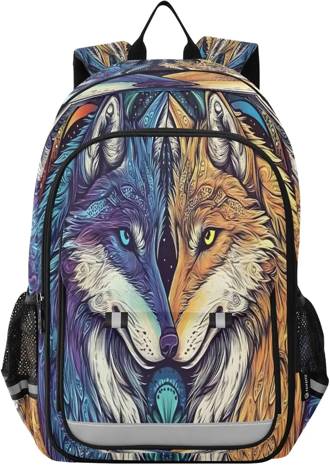 ALAZA Wolf Bohemian Indian Galaxy Laptop Backpack Purse for Women Men School Bag 17 Inch Bookbag Student Boys Girls Travel Casual Daypack