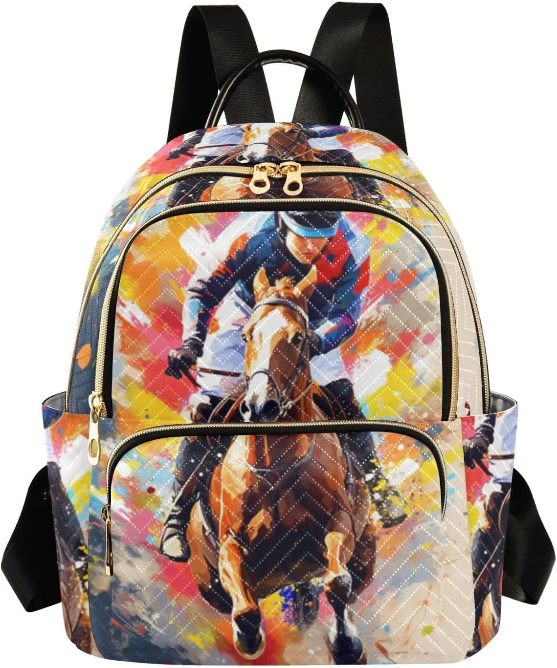 ALAZA Women Mini Backpack Purse Bag Lightweight Casual Daily Travel Backpack Watercolor Rider and Dapple Brown Horse Back Pack Fashion Multipurpose Shoulder Bag,M