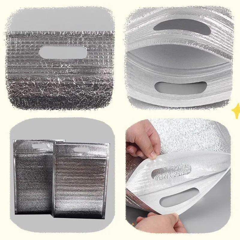 Aluminum Foil Insulated Bags 100PCS 3Sizes Silver