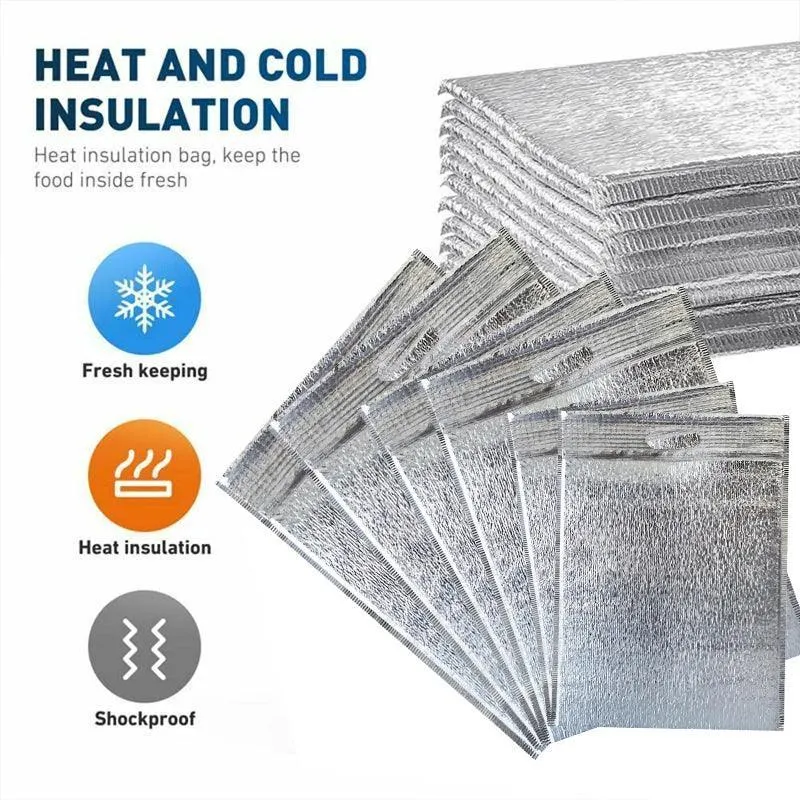 Aluminum Foil Insulated Bags 100PCS 3Sizes Silver