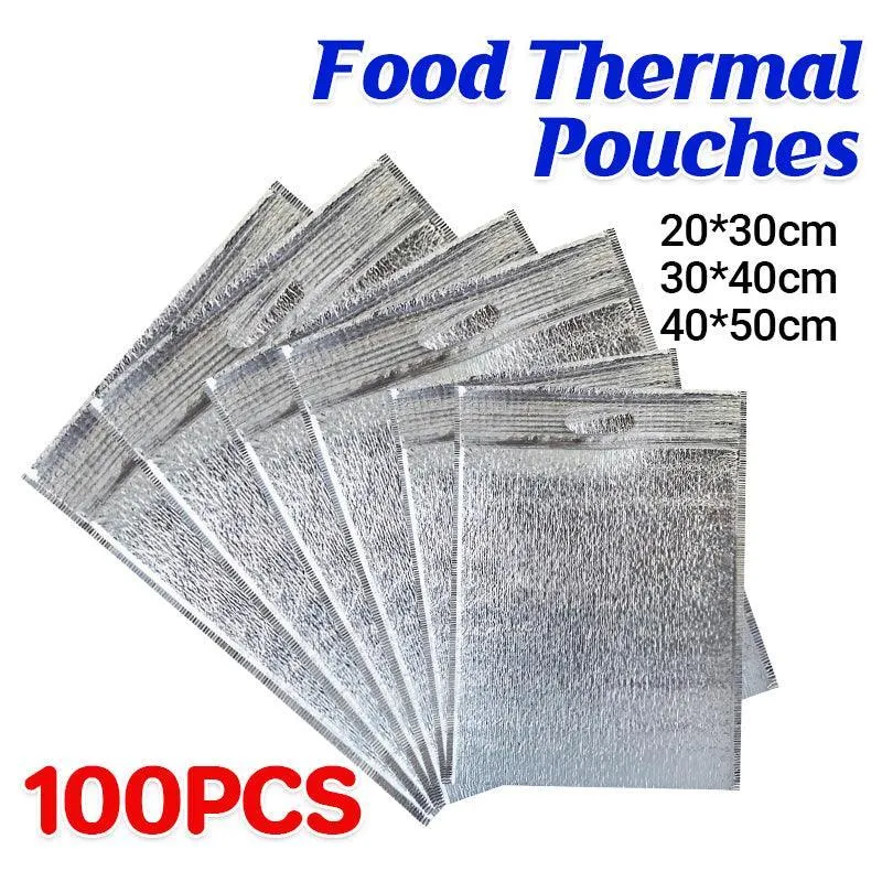 Aluminum Foil Insulated Bags 100PCS 3Sizes Silver