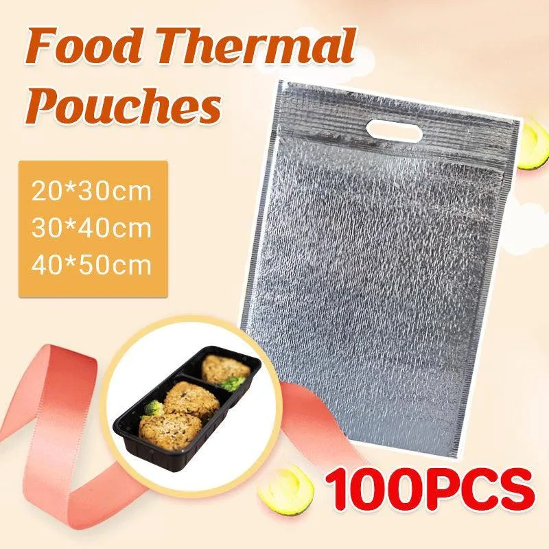 Aluminum Foil Insulated Bags 100PCS 3Sizes Silver