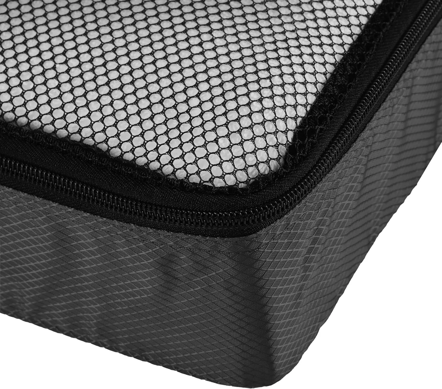 Amazon Basics Medium Packing Cubes for Travel, Packing Organizers, 4-Piece-Set With Double Zipper Pulls and Mesh Top Panel, 100% Durable Polyester, Black, 13.8"L x 9.8"W x 3"H