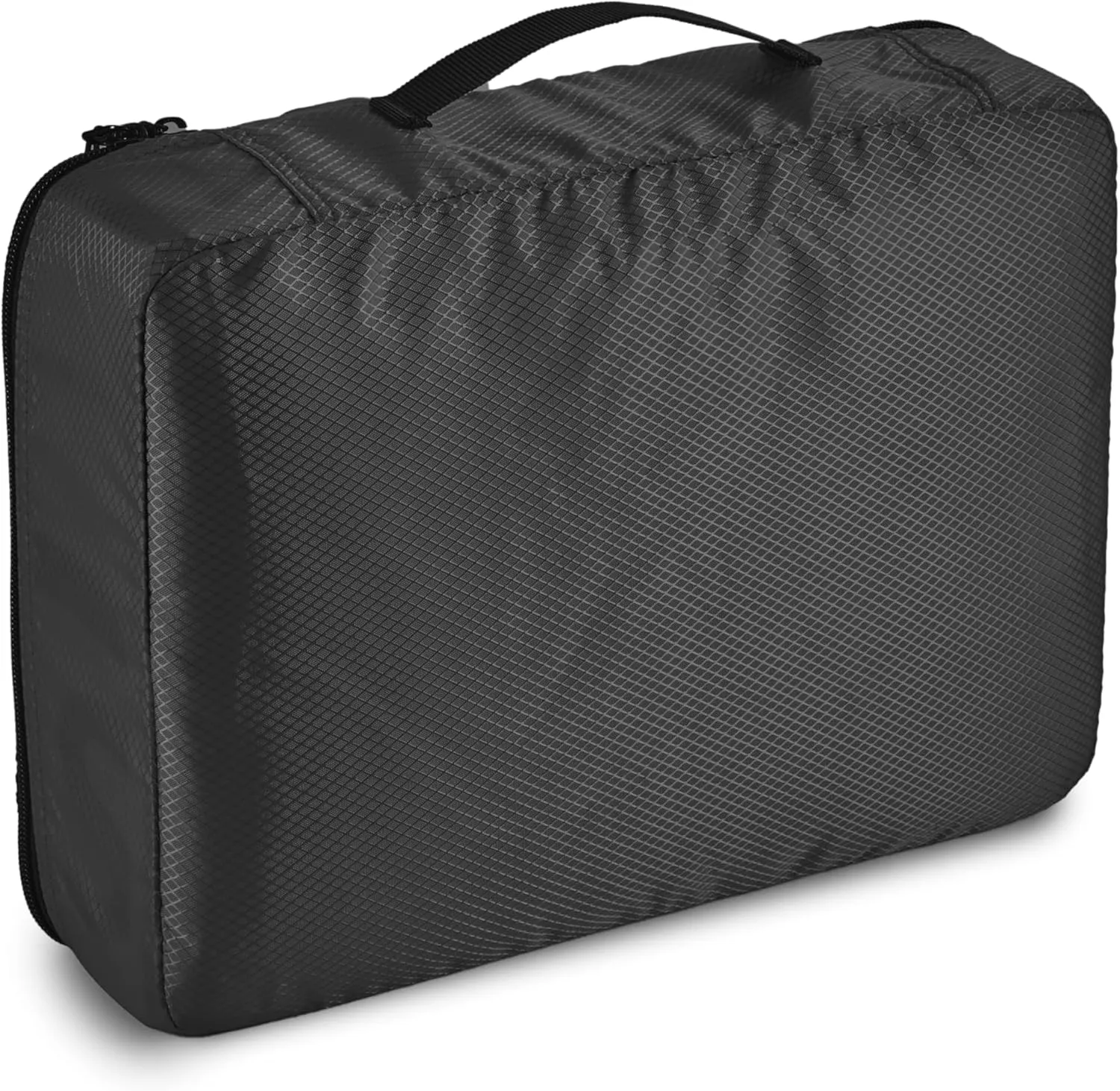 Amazon Basics Medium Packing Cubes for Travel, Packing Organizers, 4-Piece-Set With Double Zipper Pulls and Mesh Top Panel, 100% Durable Polyester, Black, 13.8"L x 9.8"W x 3"H