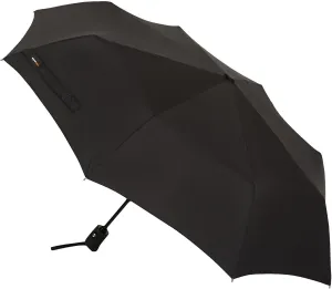 Amazon Basics Round Travel Umbrella for Rain, Compact Umbrella with Auto Open/Close, Strong Alloy Steel Frame, Compact Size for Backpacks/Handbags (11" Long When Closed), One Size, Black