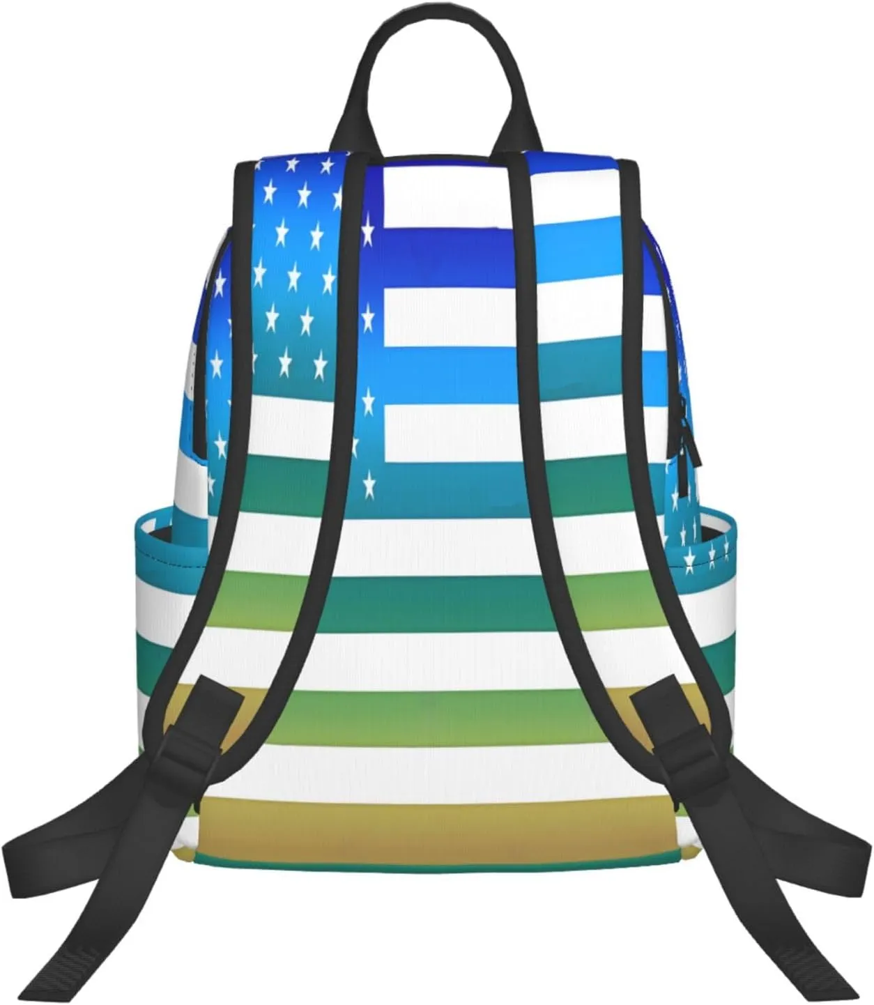 American Flag Blue Green Thin Line Casual Backpacks Laptop Backpack Outdoor Travel Rucksack Sport Carry-On Daypack Lightweight Bag with Multi-Pockets