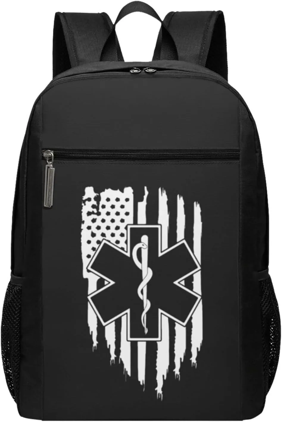 American Flag EMS Star of Life EMT Paramedic Medic Travel Laptop Backpack, Business Anti Theft Slim Sturdy Laptops Backpacks, College Computer Bag Gift for Men & Women Fits 17 Inch Notebook,Black