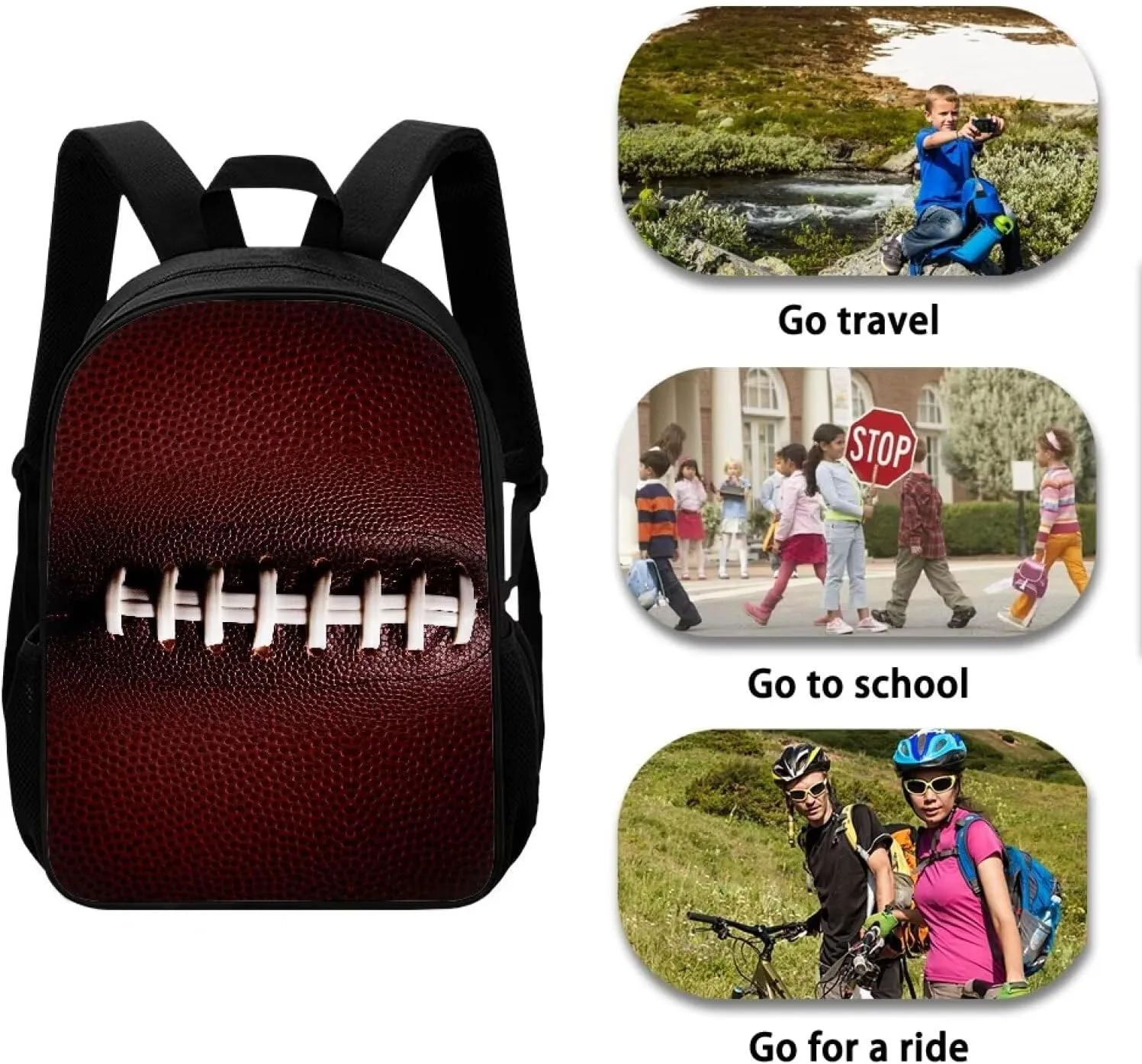 American Football Backpacks for Girls Boys Lightweight School Packs for Primary Middle School Backpack for Kids Present Mochila Para Niños Brown
